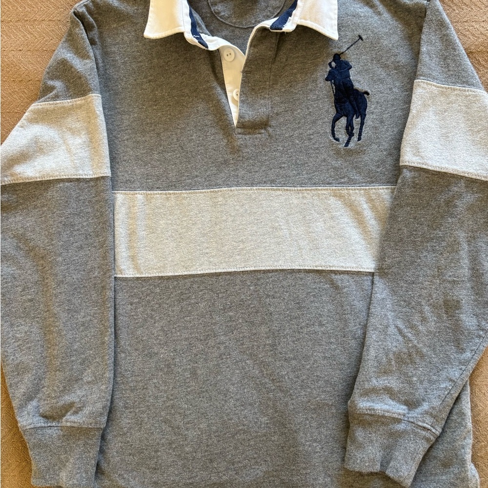 Ralph Lauren Gray and White Casual Button Down Kids Shirt